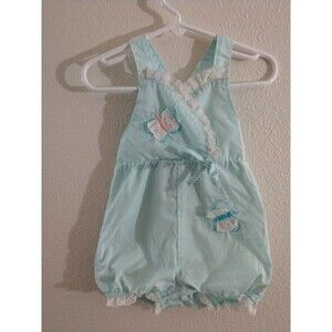 Vintage Girls shortalls Romper Butterfly Blue Sears 18 Months summer